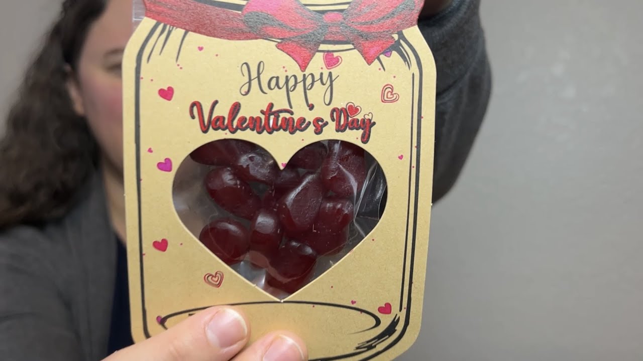 Mason jar valentines with peek through window.