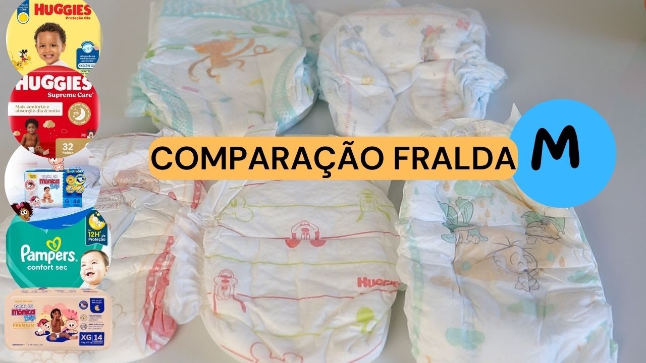 COMPARAÇÃO DAS FRALDAS TAMANHO M MAIS COMPRADAS/GANHADAS