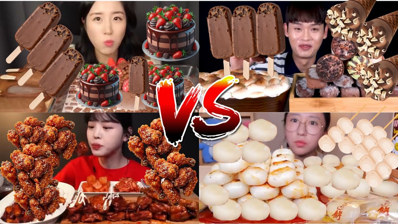 CHOCOLATE ICE CREAM 🍫 vs Spicy Fried Chicken 🍗 | Sweet vs Spicy Mukbang