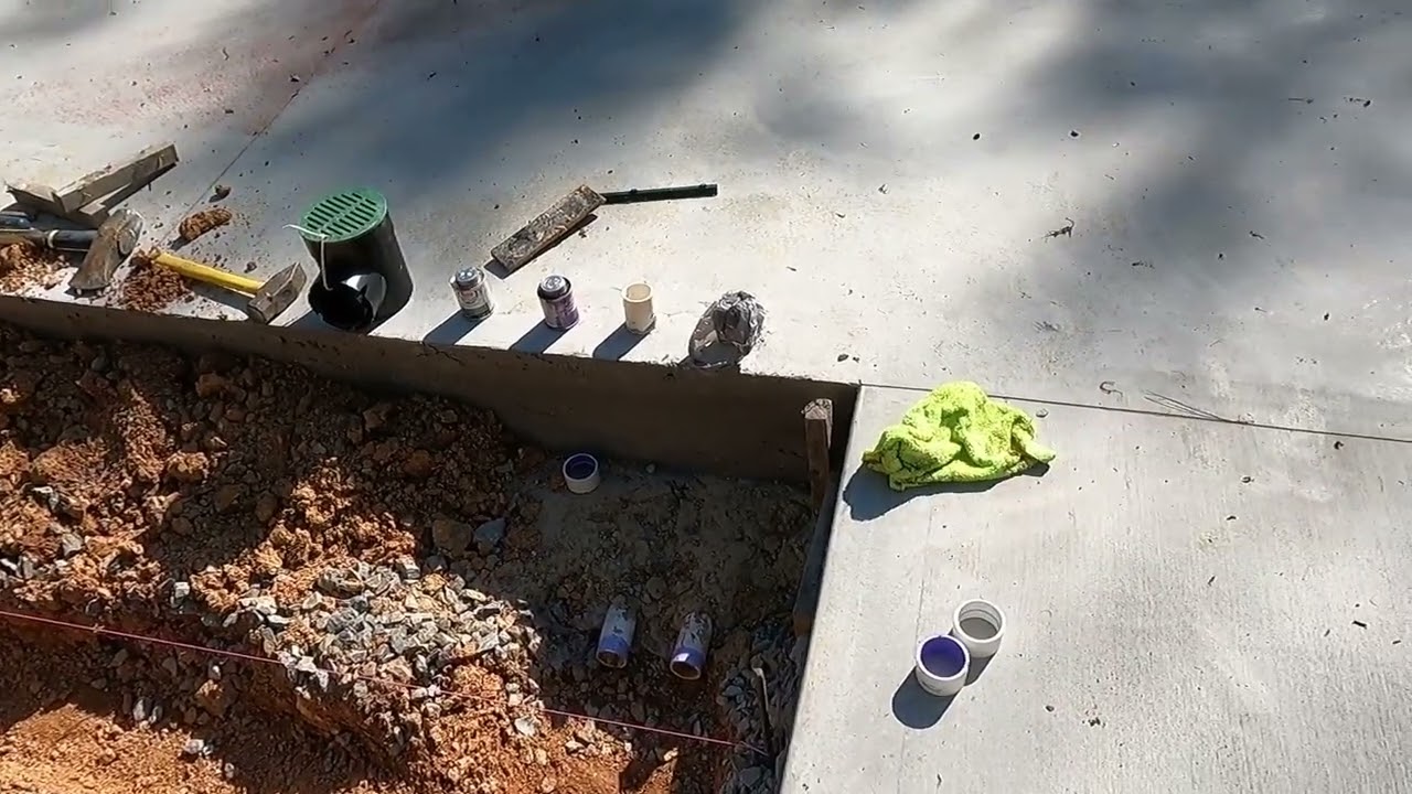 pouring concrete french drain