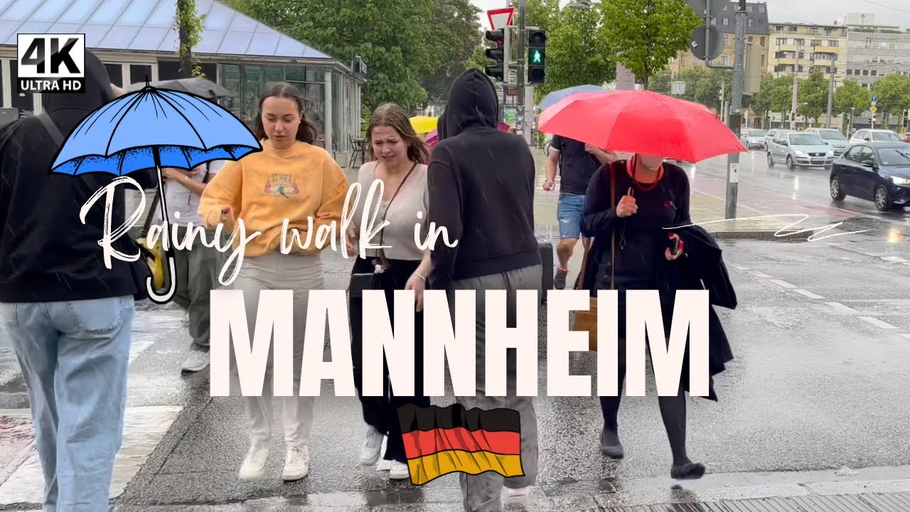 [4K] Rain Walk Mannheim Germany 🇩🇪 | Awesome Weather Rain Walk☔️☔️
