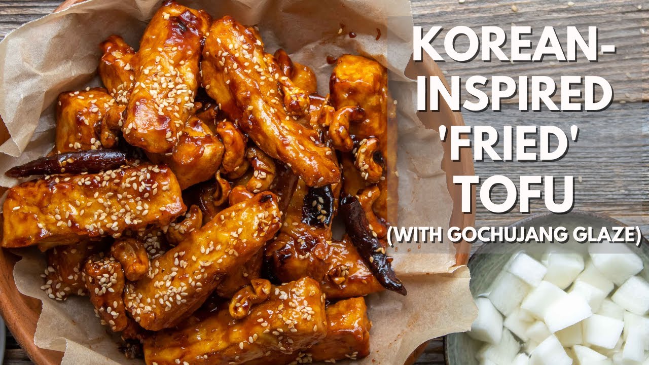 Korean-inspired Fried Tofu with a finger-licking good Gochujang glaze