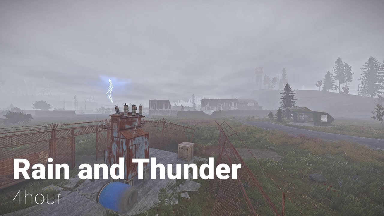 Thunder and Rain Sounds in RUST - 4 Hours Game Ambience ASMR