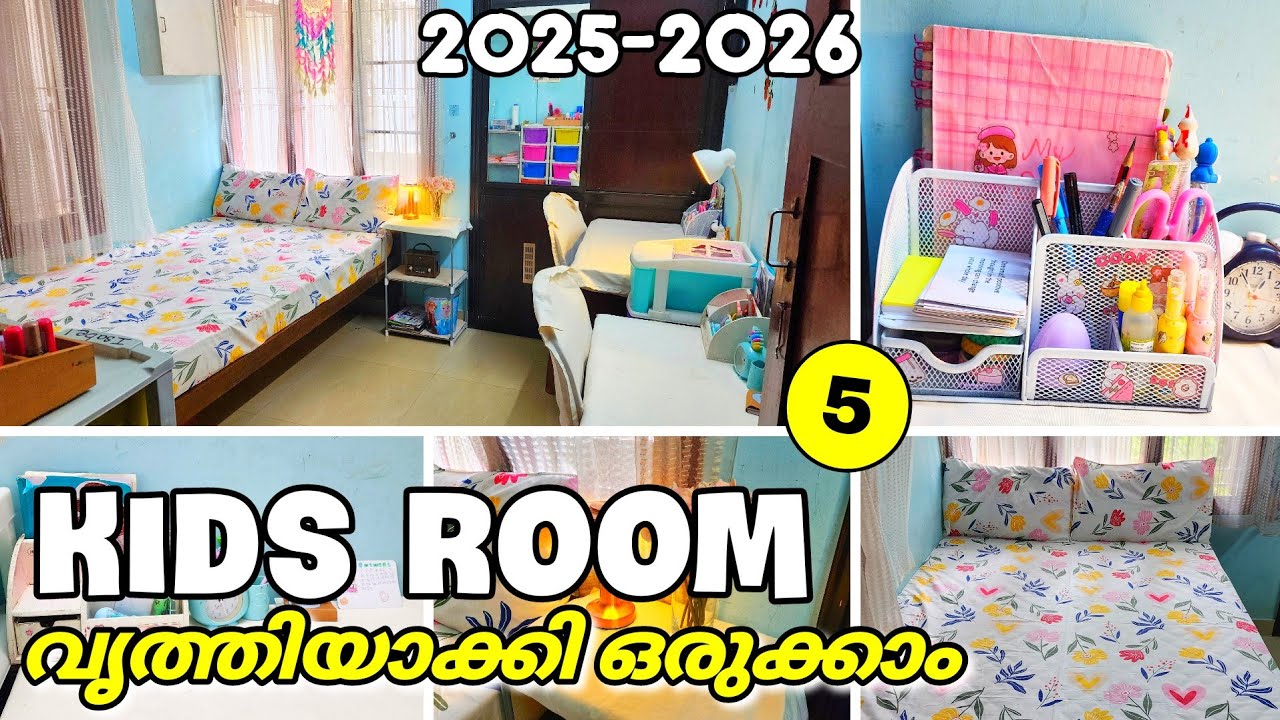 🧡Kids teens Bedroom | Back to school room  makeover Malayalam korean cute bedroom | Study table 2025