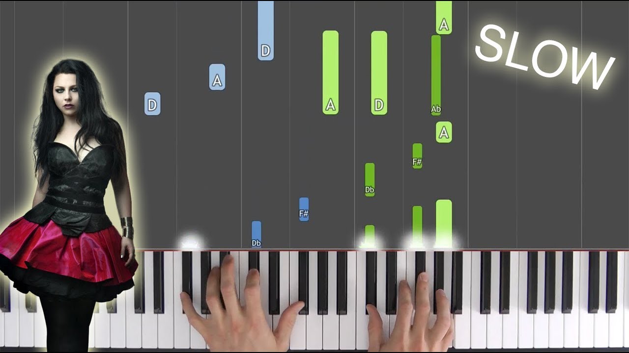 My Immortal (Evanescence) Synthesia 'Live Keys' Piano Tutorial - Slow