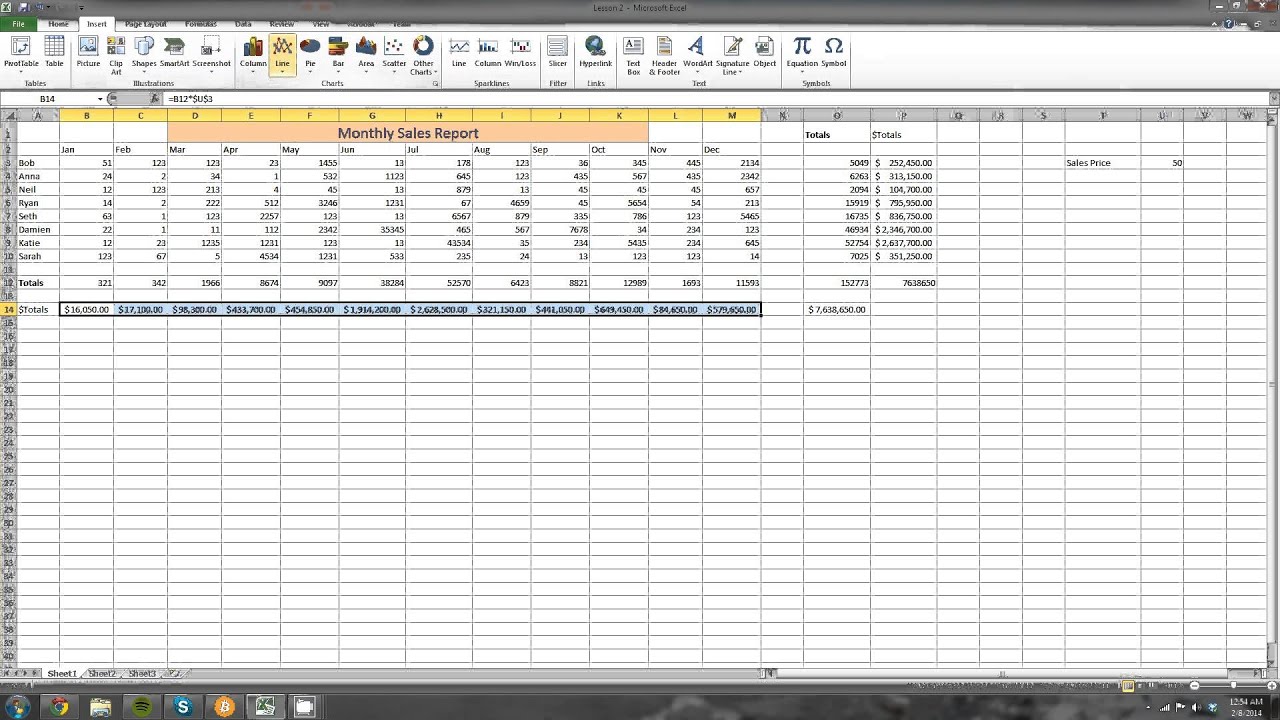 Beginners Excel-- Lesson 3: Intro to graphing.