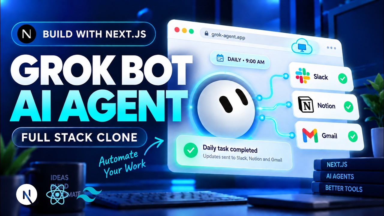 Build Full Stack AI agentic Grok Bot Clone using NextJs, React, Tailwindcss