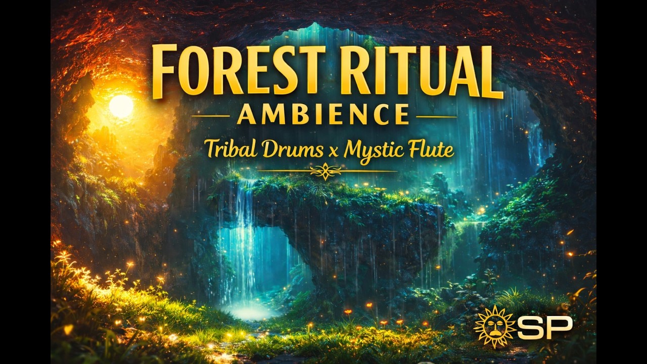 Forest Ritual Ambience | Tribal Drums & Mystic Flute | Rain Cave Soundscape (1 Hour)