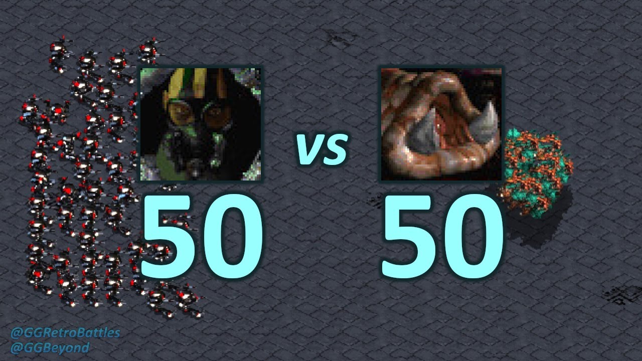 50 Goliaths vs 50 Mutalisks - Even Numbers - StarCraft Retro Battles