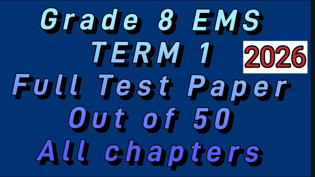 Grade 8 EMS Economics Management Sciences Term 1 | Test Paper for 2026 Part 1