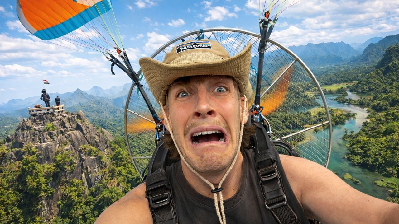 I Went Paramotoring Over Vang Vieng… Big Mistake