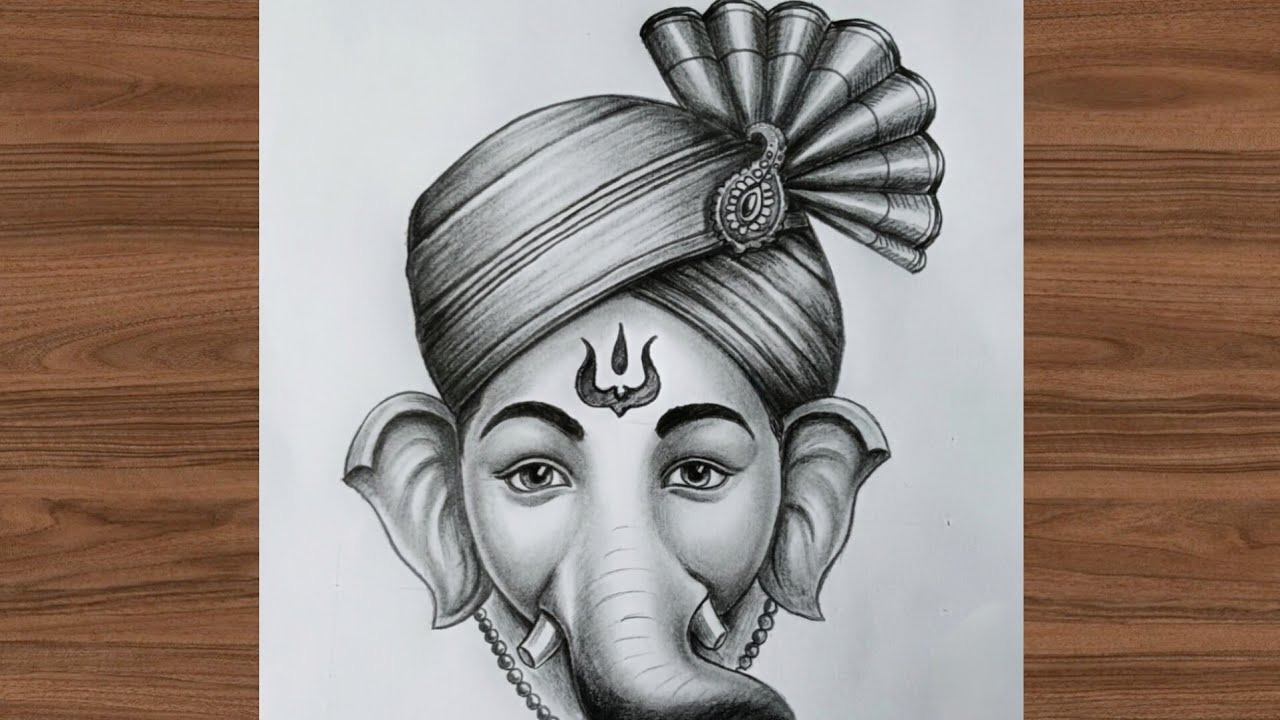 Easy Lord Ganesha Pencil Drawing with Shading | Step by Step Ganpati Sketch