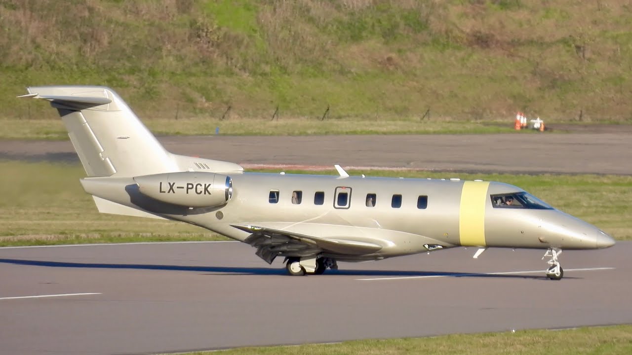 Jetfly Aviation Pilatus PC-24 LX-PCK arriving at Cambridge Airport