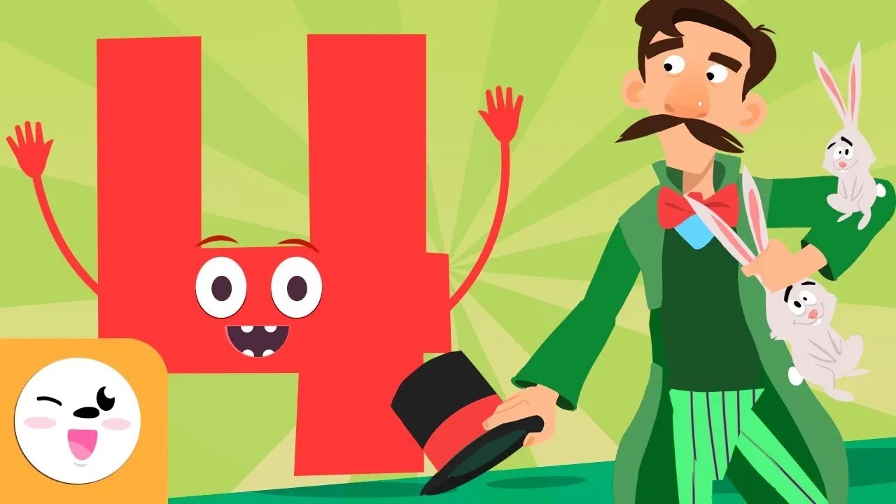 O número 4 - Aprenda a contar - Os números de 1 a 10 - A música do número quatro