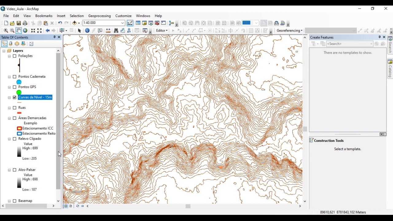 Aula 5 - ArcGIS: Gerar Curvas de Nível e Clipar Imagens e Mapas