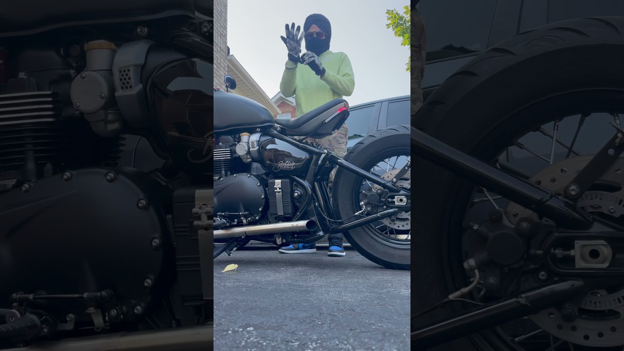 triumph bobber with hitchcox exhaust #triumph #bobber #shorts