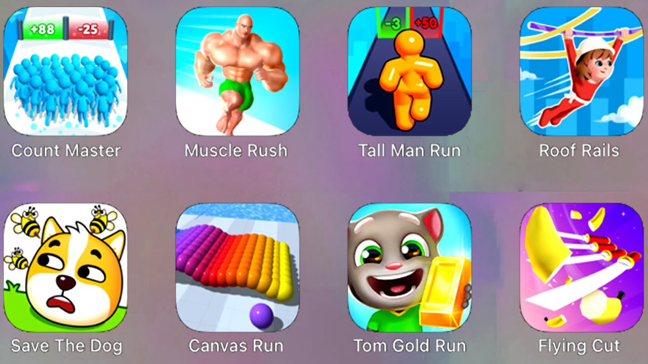 Tall Man Run, Roof Rails, Canvas Run, Save the Dogs, Tom Gold Run, Flying Cut, Muscle Rush...