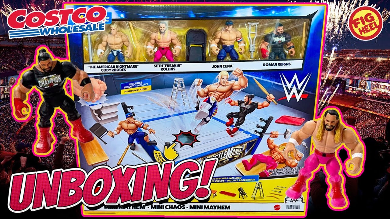 Распаковка кольца WWE Costco Knuckle Crunchers с Коди Роудсом, Сетом Роллинсом, Джоном Синой и Ро...