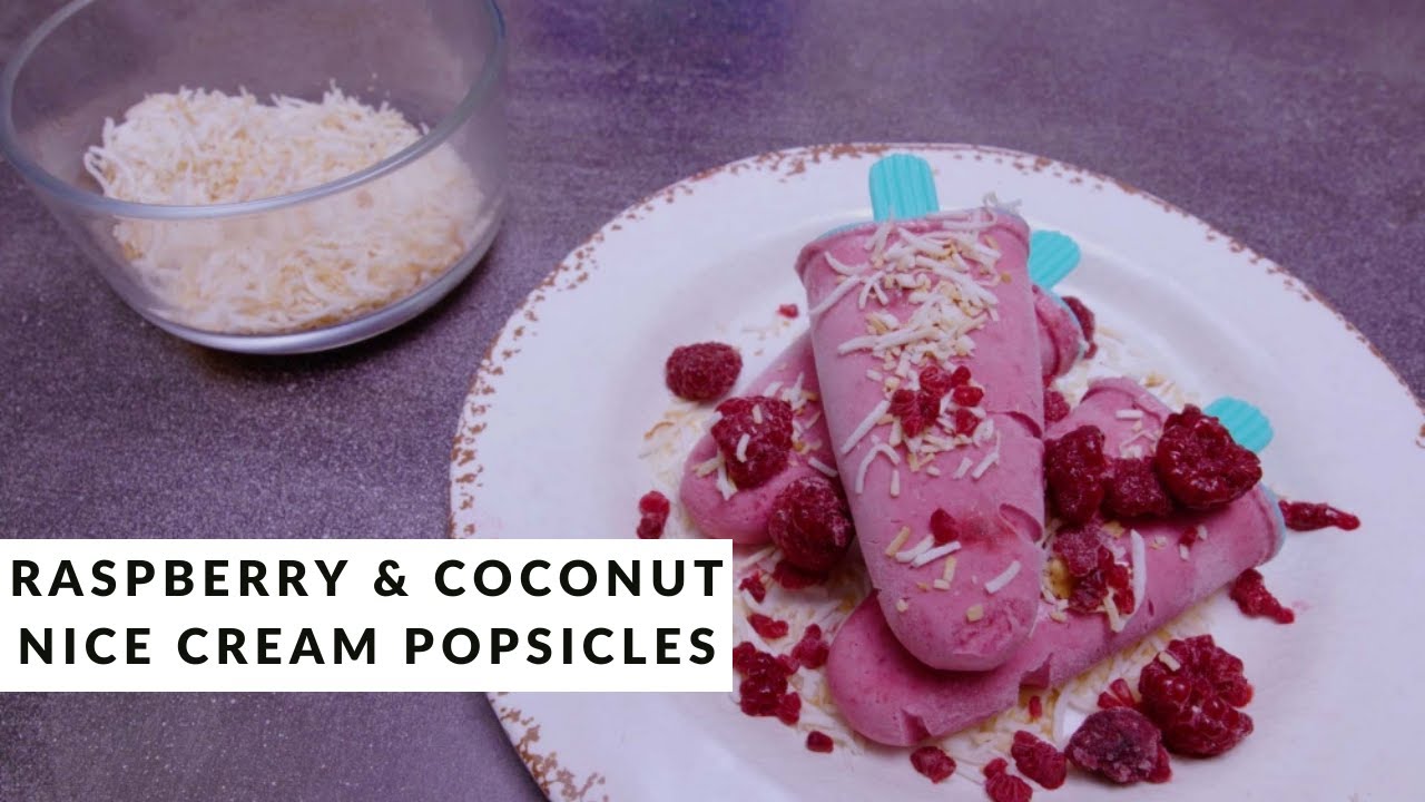 Raspberry and Coconut Nice Cream Popsicles by Khanh Ong