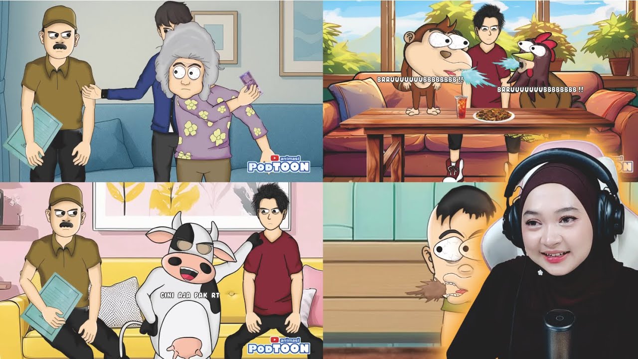 NARIKIN DUIT WARGA, PELAYAN KETUS, LAGI MAKAN DILIATIN - Maya Nadia Reaction Animasi PODTOON
