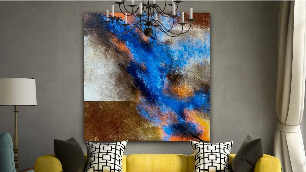 Abstract Painting Premium Technique. Blue on darker geometric shades #abstractpainting #abstract