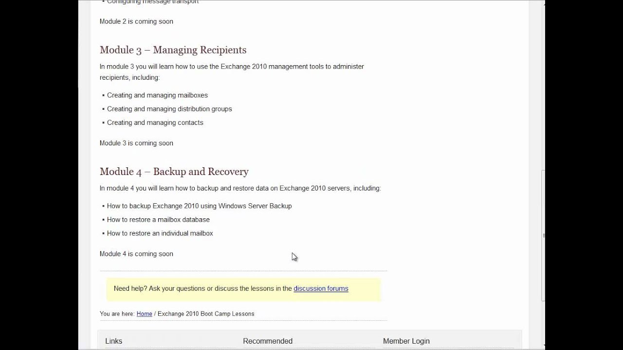 Exchange 2010 Training - Boot Camp Preview