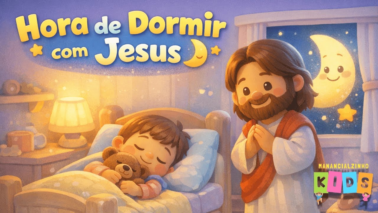 Hora de Dormir com Jesus 🌙 | Manancialzinho Kids | Música Infantil Cristã de Ninar (Fundo Preto)