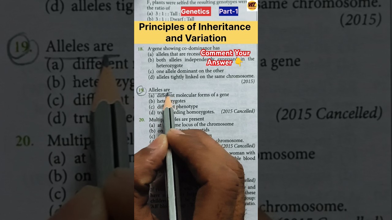 Principles of Inheritance and Variation (Genetics) MCQ Practice Question Part-1 #neet #bihar #shorts
