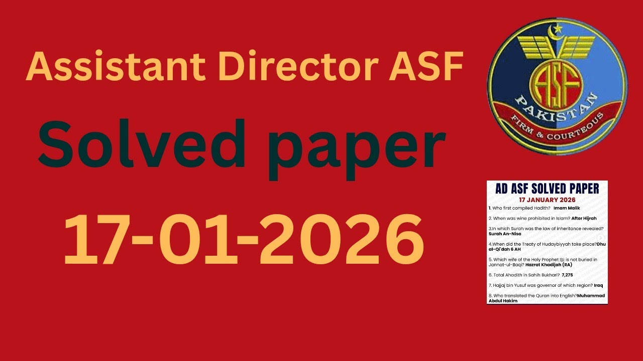Assistant Director ASF Solved Paper | Today Paper 17-01-2026 | MCQs Explained