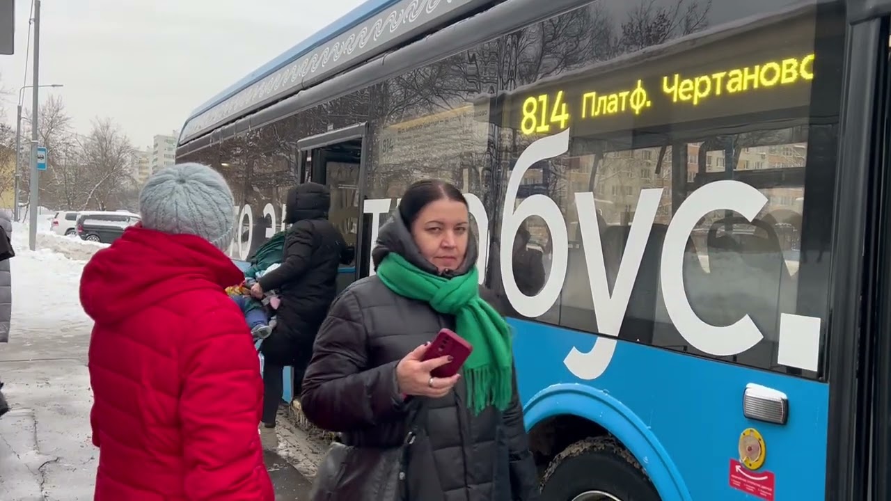 Электробус ЛиАЗ-6274[2024г.в.] с маршрутом 814 ”Платформа Чертаново - Станция Бирюлёво - Товарная“ 