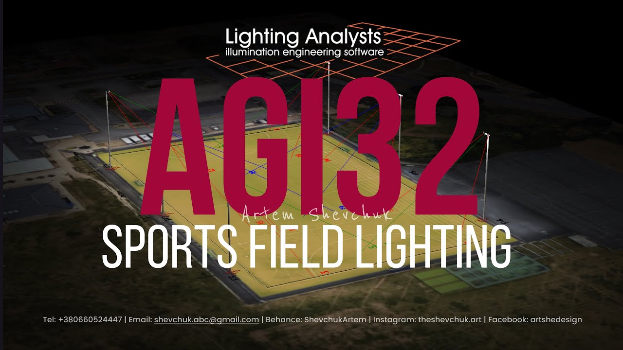 Sports Field Lighting Design in AGI32 | 500 lux, Uniformity 0.7, No Light Pollution