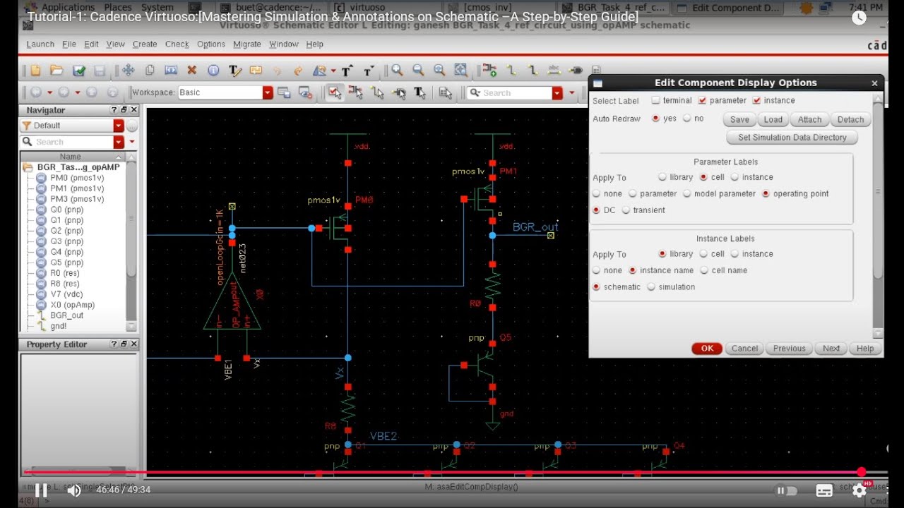 Tutorial-1: Cadence Virtuoso:[Mastering Simulation & Annotations on Schematic –A Step-by-Step Guide]