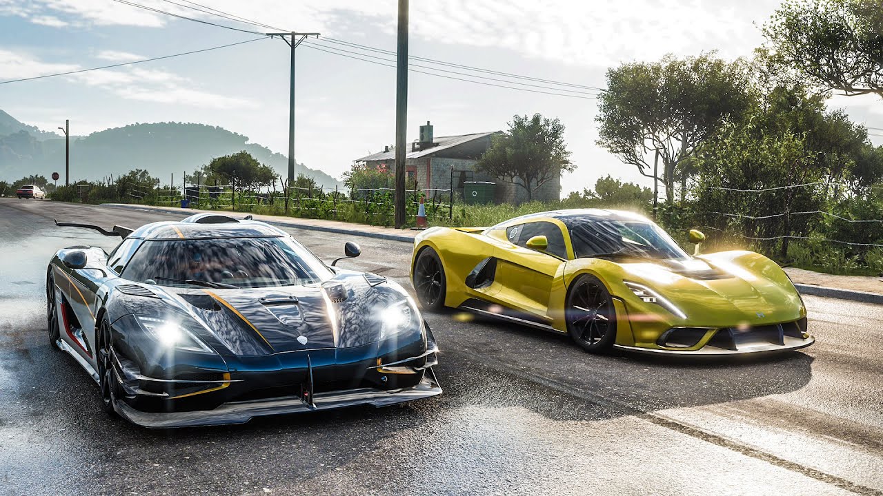 Forza Horizon 5 Drag race: Koenigsegg One:1 vs Hennessey Venom F5