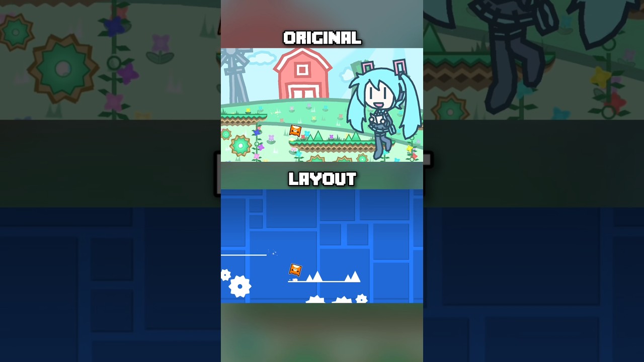 MikuMikuMikuMiku: Original vs Layout | Geometry Dash 2.2 #shorts