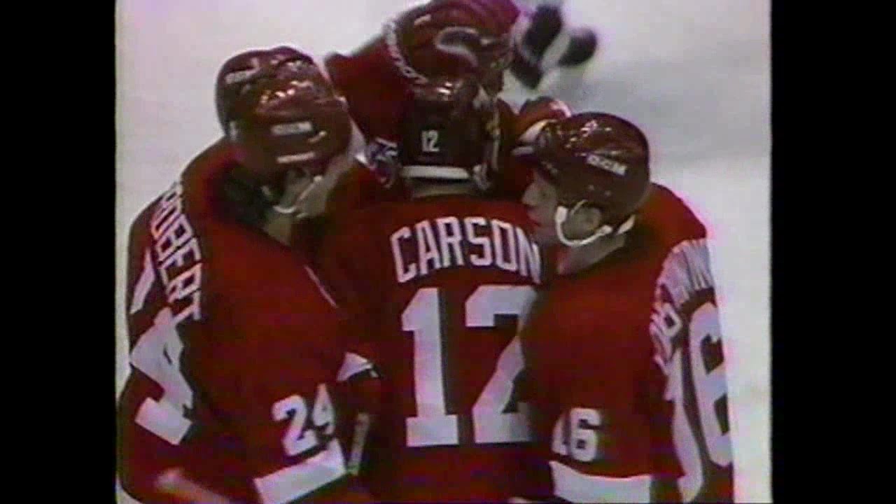 91/92 RS: SJ @ Det Highlights - 2/15/92 (Carson Hat Trick)