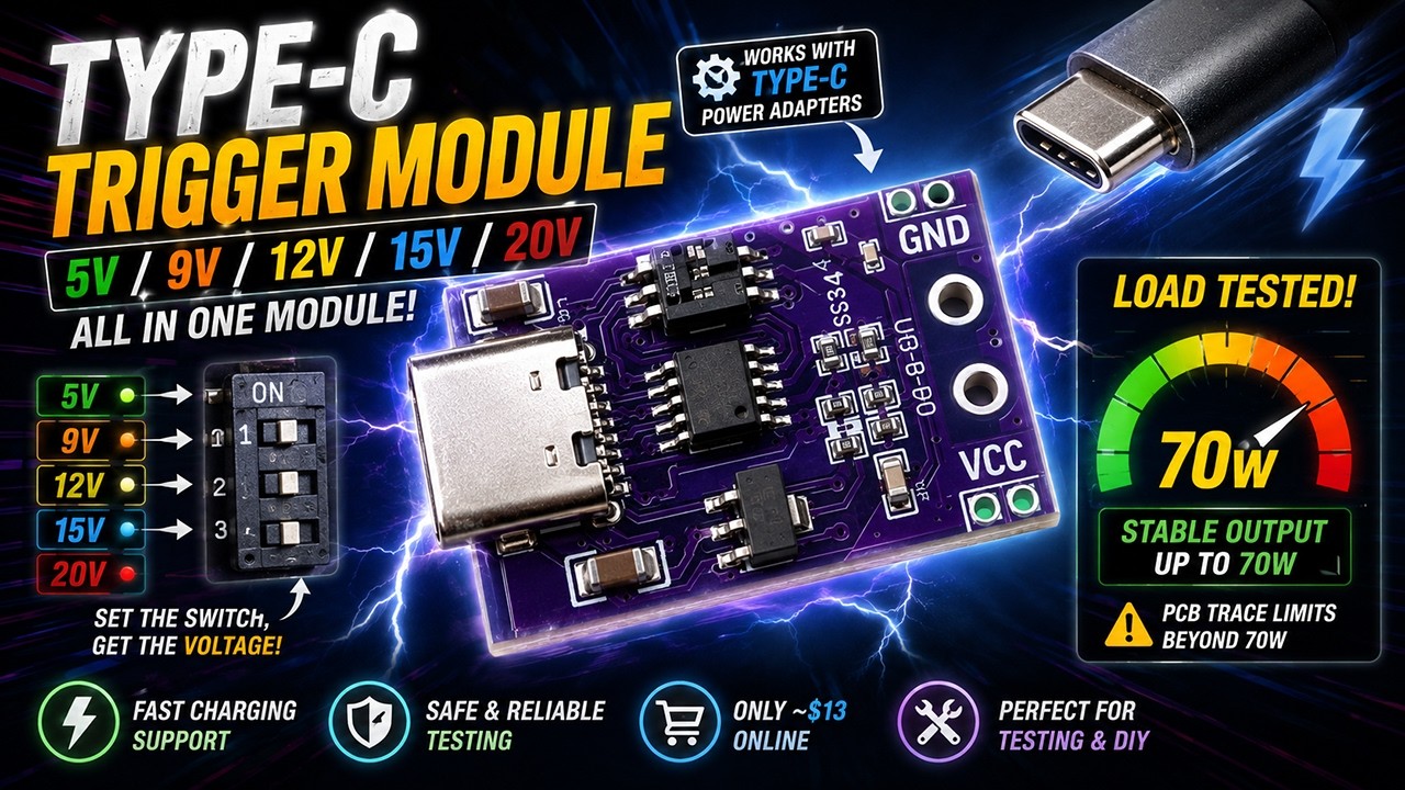 USB Type-C Trigger Module Review | 5V to 20V Load Test (70W Max!)