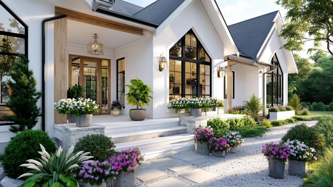 20 Stunning Modern Farmhouse Exteriors with Rustic Warm Walls, Windows, And Color Trends