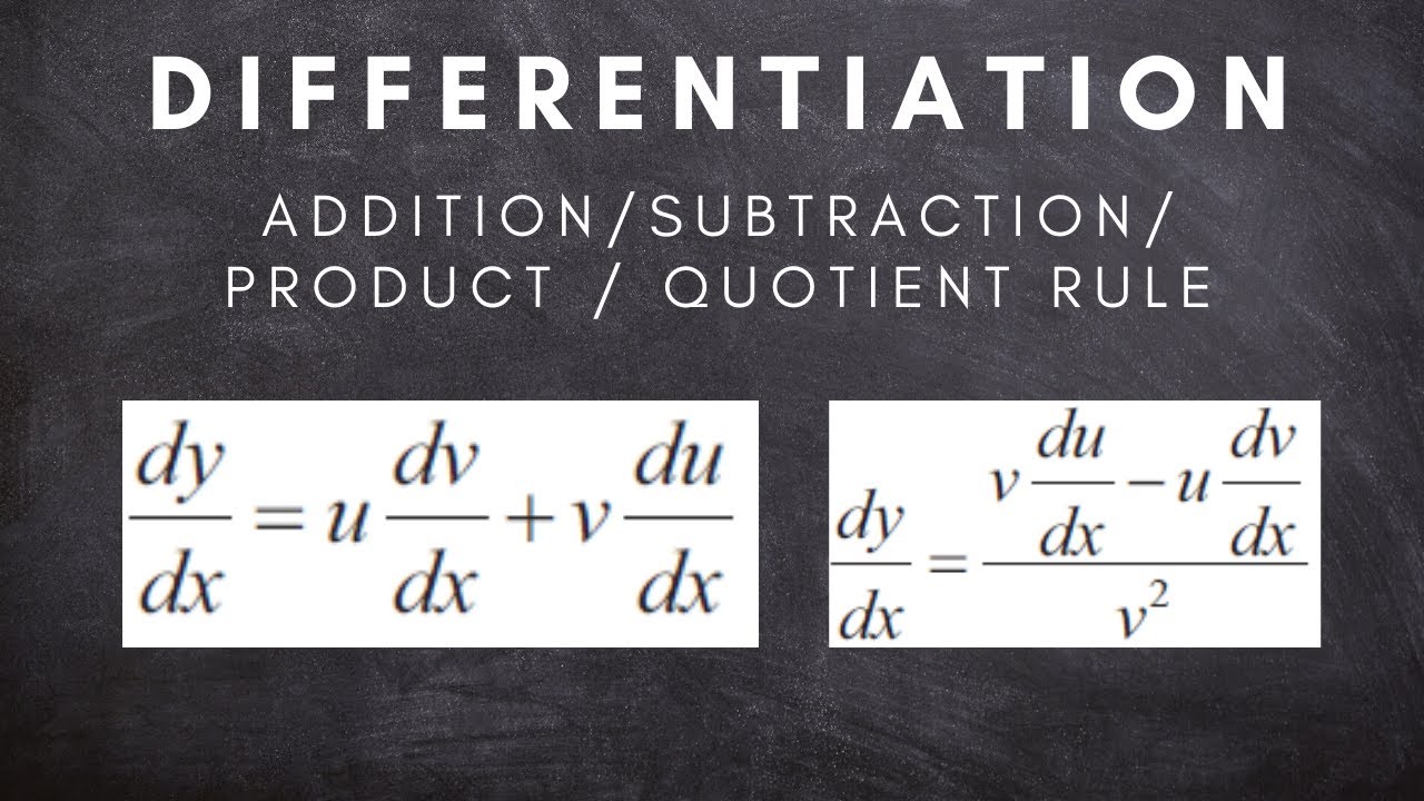 Addition | Subtraction | Product rule | Quotient rule of Differentiation
