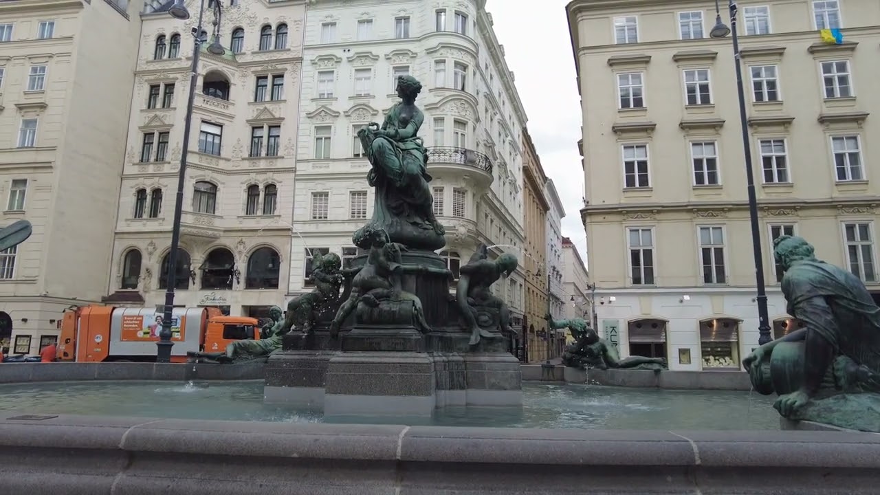 Thunder Fountain or Donnerbrunnen at the New Market in Vienna. - Vienna Austria - ECTV