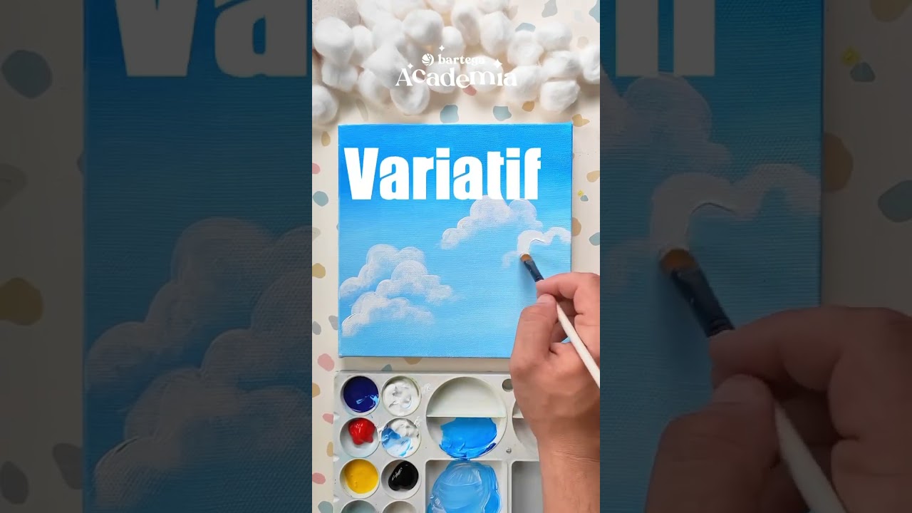 Kalau caranya gini, kamu juga pasti bisa lukis awan 😳😍 #painting #shorts #tutorial #howto