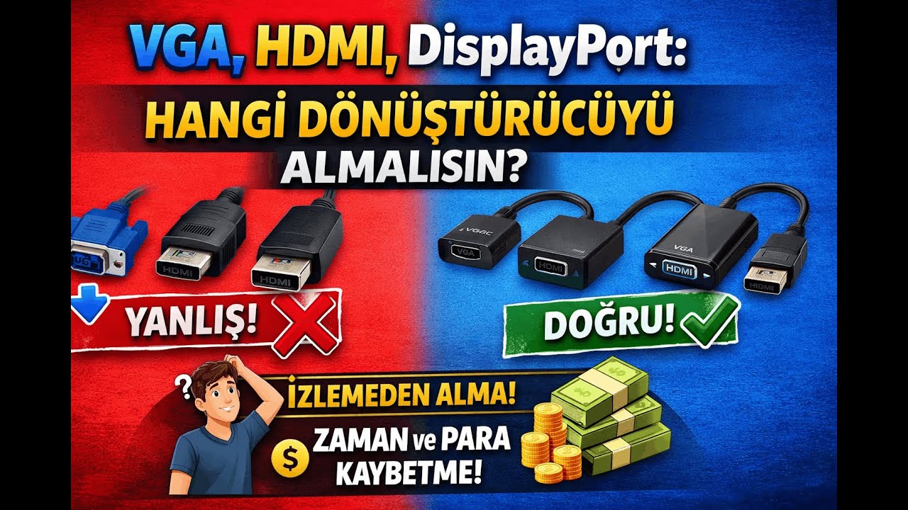 VGA, HDMI, DisplayPort: Hangi Dönüştürücüyü Almalısın? Yanlış Almadan Önce İzle! #monitor