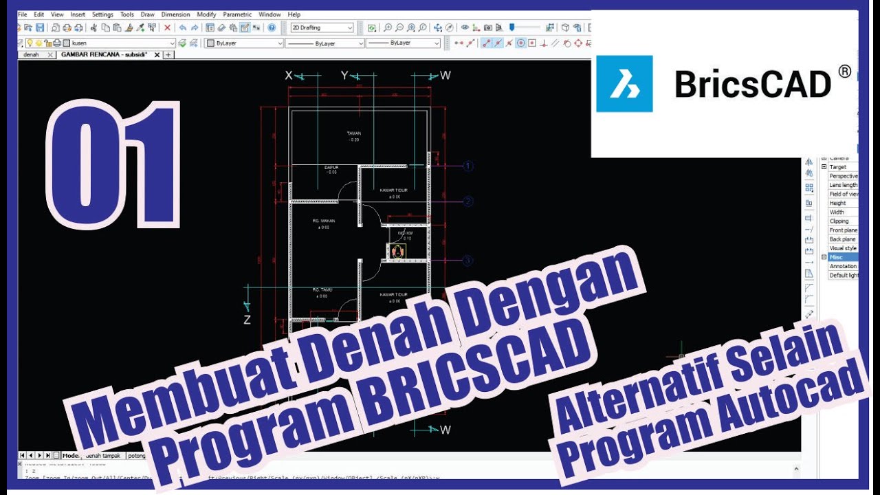01 Membuat Gambar Denah Bangunan dengan Program BricsCAD Mudah dan Ringan di Gunakan