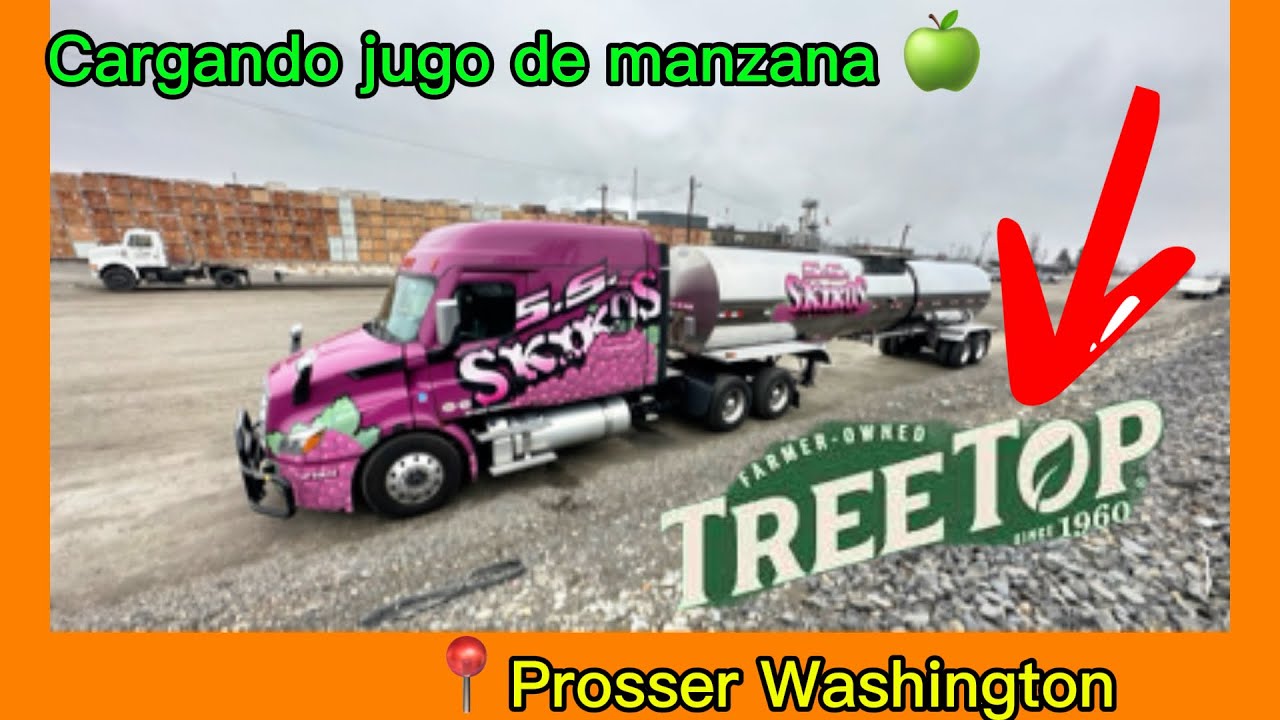 DURAMOS más de 8 HORAS 😱😱cargando jugo de manzana 🍏en #prosser #washington 🇺🇸