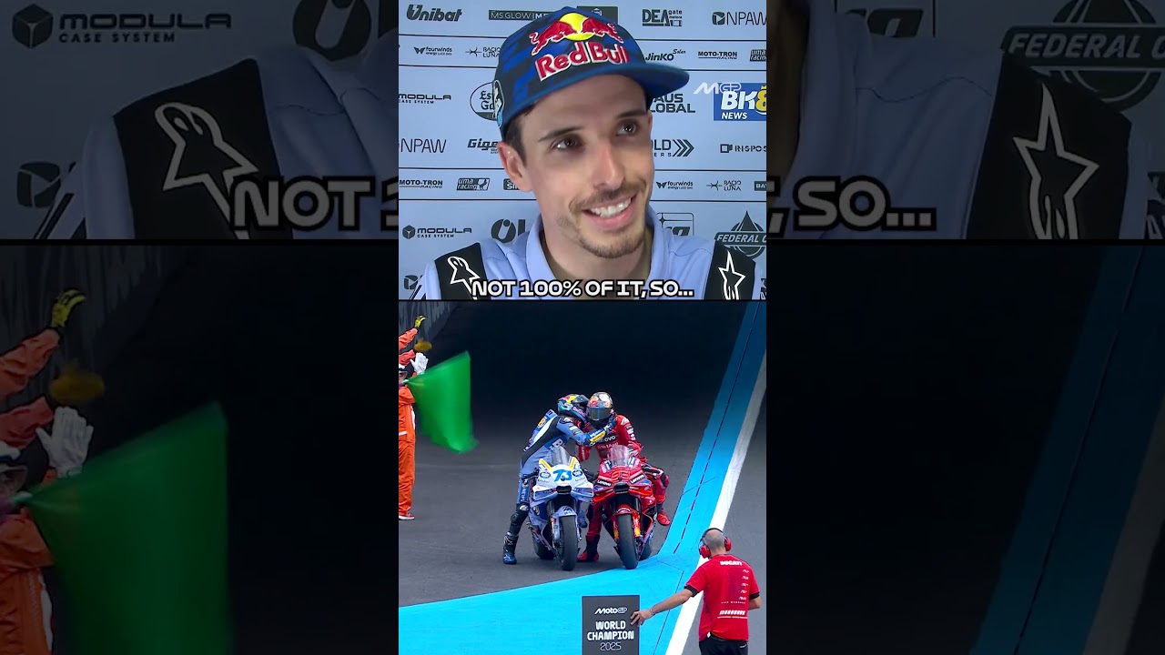 The riders congratulate Marc Marquez on his 7th MotoGP title! 🤝🎙️