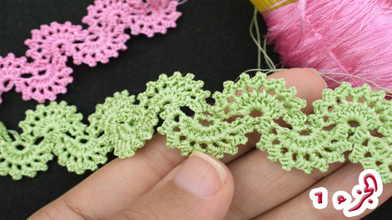 الجزء1 :ملاقية خفيفة بالكروشي ستكون على شكل نصف طوق للجلابة والقفطان/ crochet border