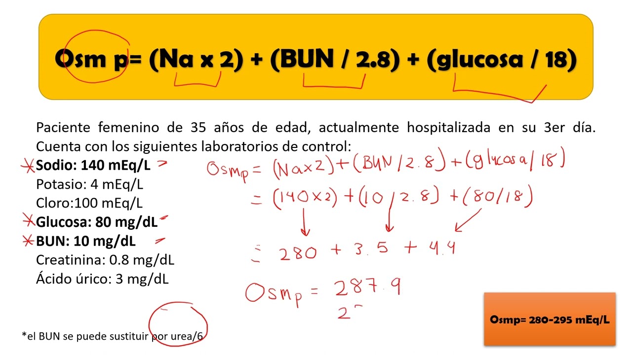 C&aacute;lculo de osmolaridad plasm&aacute;tica