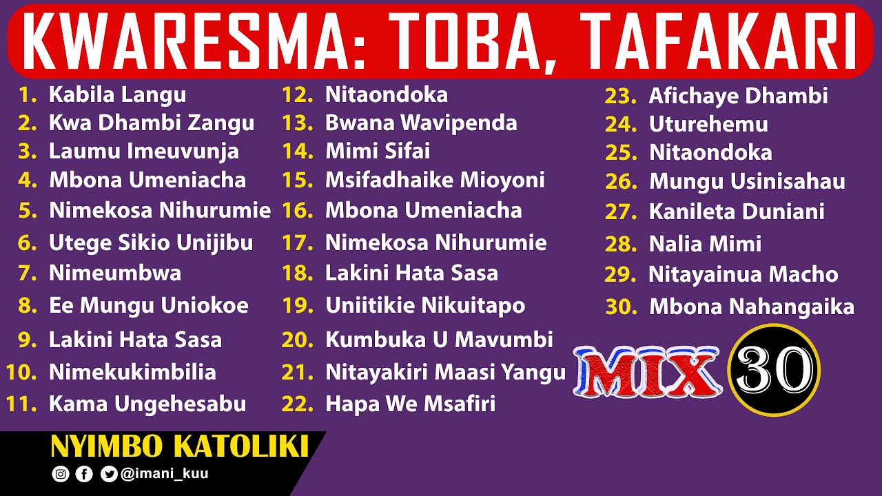 #Mix: Nyimbo za Kwaresma (Toba, Tafakari) - 3 Hours Non-Stop | 2025