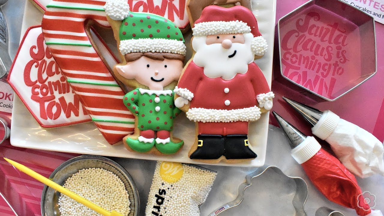 How to Decorate Santa & Christmas Cookies - FIVE Designs!