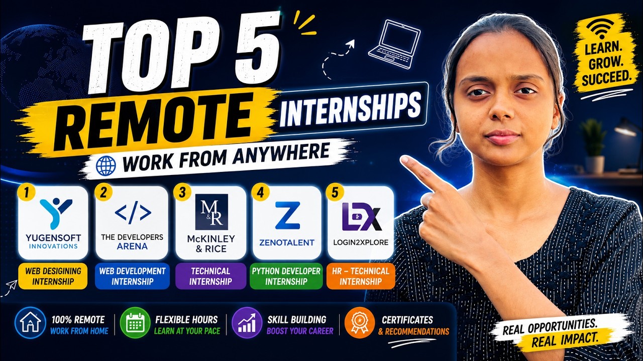 Top 5 Remote Internships for Students 2026 | Work From Home | ₹30K Stipend