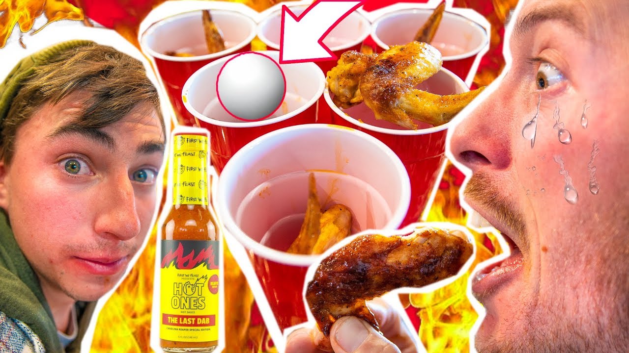 INSANE Spicy WING Pong CHALLENGE!! ( HOT ONES Last Dab )
